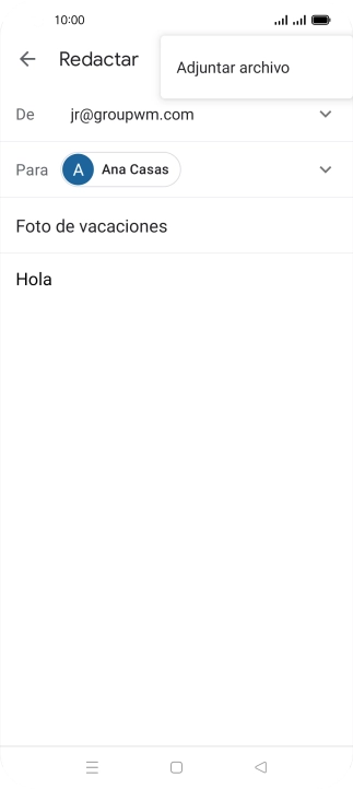Pulsa Adjuntar archivo y desplázate a la carpeta deseada.
