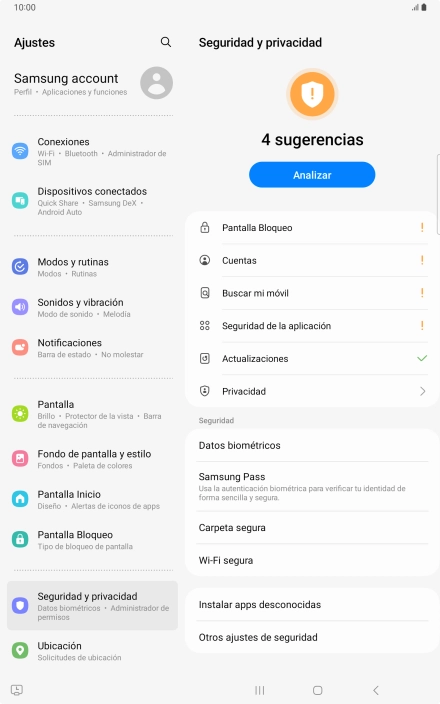 Pulsa Otros ajustes de seguridad.