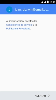 Pulsa ACEPTAR y sigue las indicaciones de la pantalla para seleccionar los ajustes de tu cuenta de Google.