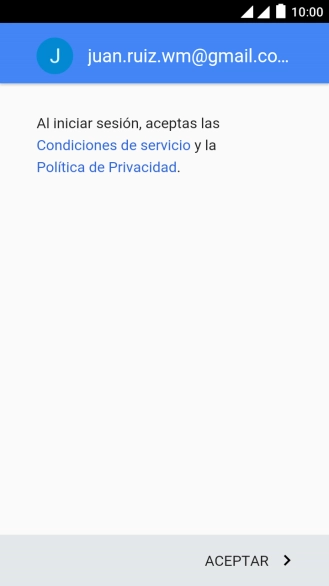 Pulsa ACEPTAR y sigue las indicaciones de la pantalla para seleccionar los ajustes de tu cuenta de Google.