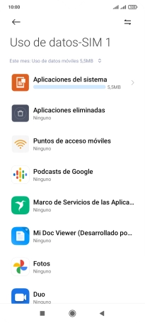 El consumo total de datos del período seleccionado aparece ahora en la pantalla.