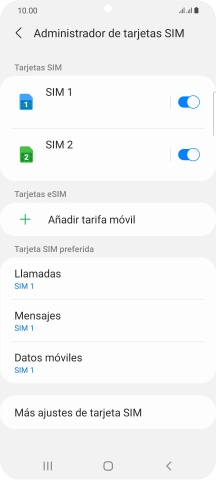 Pulsa la tarjeta SIM deseada.