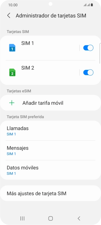 Pulsa la tarjeta SIM deseada.