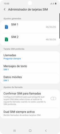Pulsa la tarjeta SIM deseada.