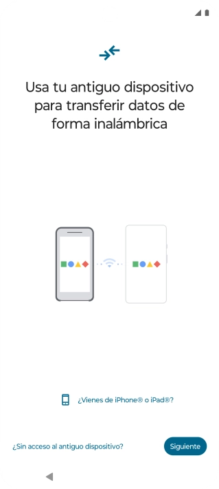 Sigue las indicaciones de la pantalla para transferir contenido desde otro teléfono.