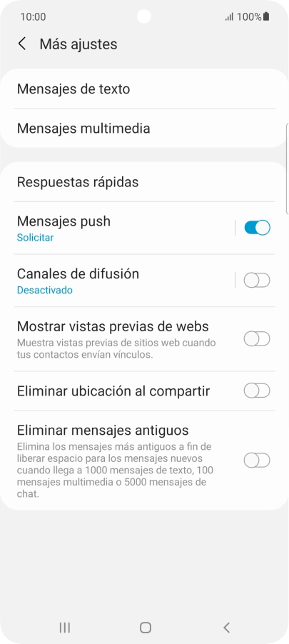 Pulsa Mensajes de texto.
