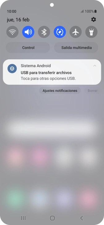 Pulsa Toca para otras opciones USB..