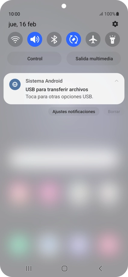 Pulsa Toca para otras opciones USB..