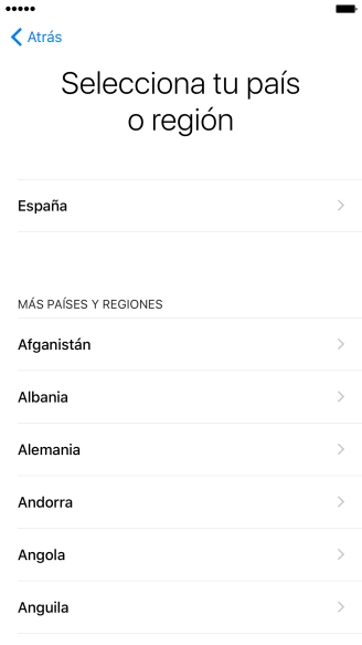 Pulsa el país o el área deseados.