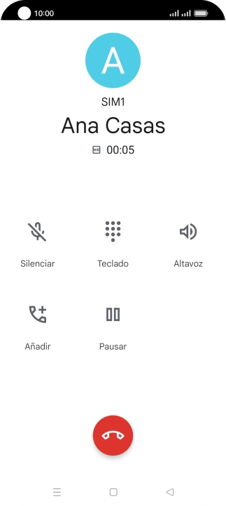 Pulsa el icono de finalizar llamada.