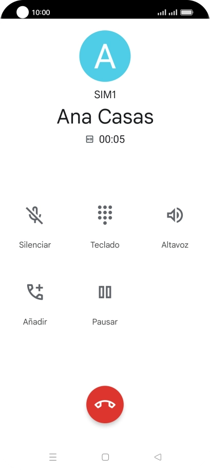 Pulsa el icono de finalizar llamada.