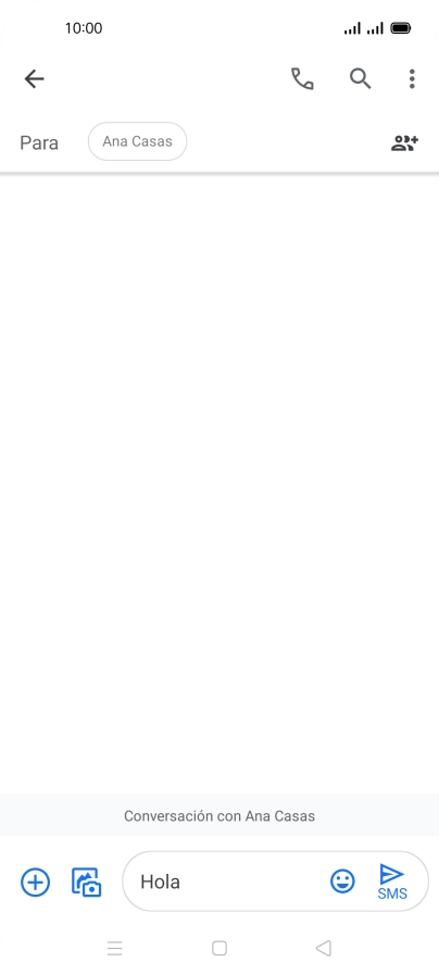 Pulsa el icono de envío cuando termines de escribir el mensaje corto.