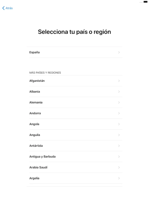 Pulsa el país o el área deseados.