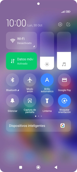 Pulsa el icono de datos móviles para activar o desactivar la función.