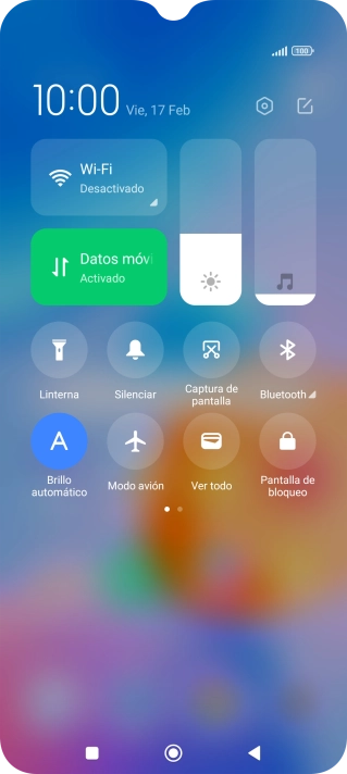 Pulsa el icono de datos móviles para activar o desactivar la función.