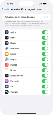 Pulsa Actualización en segundo plano.