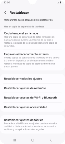 Pulsa Restablecer ajustes de red móvil.