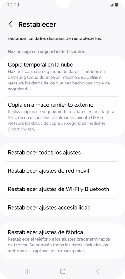 Pulsa Restablecer ajustes de red móvil.