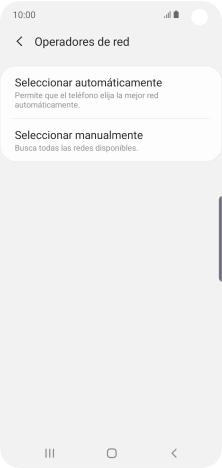 Si quieres seleccionar la red de forma manual, pulsa Seleccionar manualmente y espera un momento mientras el teléfono está buscando las redes disponibles.