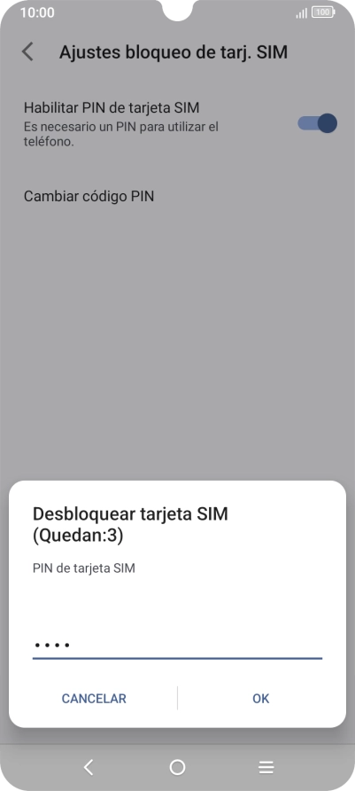 Introduce tu código PIN y pulsa OK.