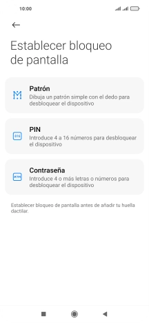 Pulsa el código de seguridad deseado.