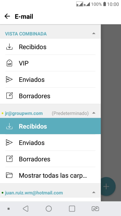 Pulsa Recibidos bajo la cuenta de correo electrónico deseada.