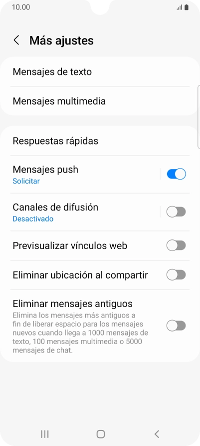 Pulsa Mensajes de texto.