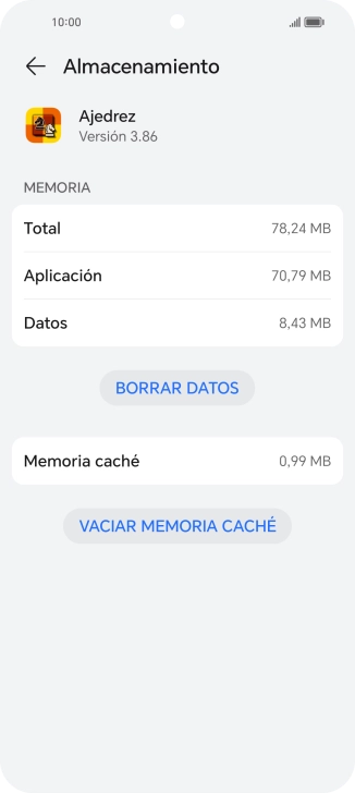 Pulsa VACIAR MEMORIA CACHÉ.