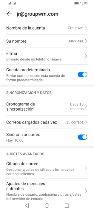 Pulsa Nombre de la cuenta.
