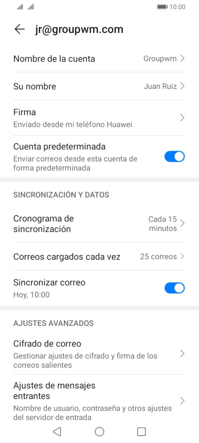 Pulsa Nombre de la cuenta.