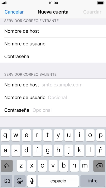 Pulsa Nombre de host e introduce smtp.vodafone.es.