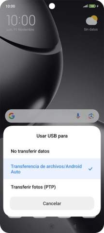 Pulsa Transferencia de archivos/Android Auto.