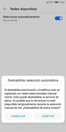 Pulsa ACEPTAR y espera mientras el teléfono está buscando redes.