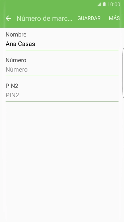 Pulsa Número e introduce el número de teléfono deseado.