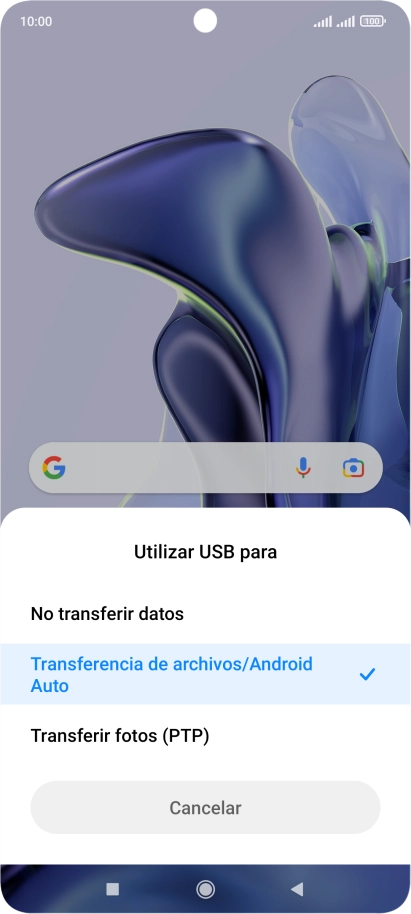 Pulsa Transferencia de archivos/Android Auto.