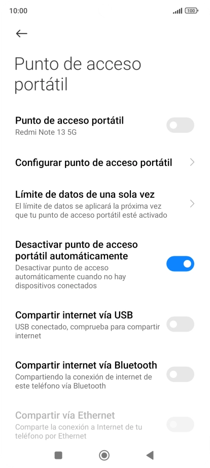 Pulsa Configurar punto de acceso portátil.