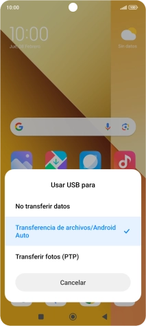 Pulsa Transferencia de archivos/Android Auto.