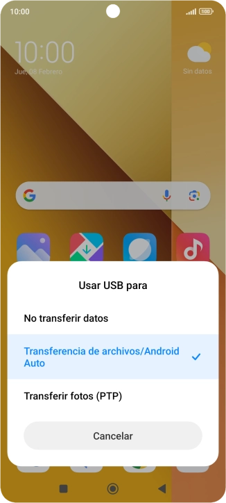 Pulsa Transferencia de archivos/Android Auto.