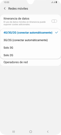 Pulsa el tipo de red deseado.