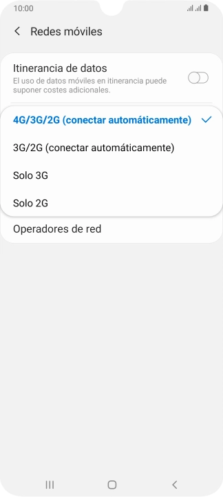 Pulsa el tipo de red deseado.