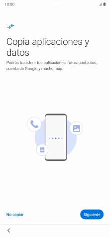 Puedes transferir el contenido de otro teléfono cuando activas tu teléfono por primera vez y cuando lo has restablecido. Cuando aparezca en la pantalla del teléfono esta imagen, ya está listo para la transmisión del contenido del otro teléfono.