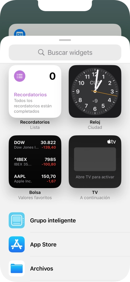 Pulsa el widget deseado.