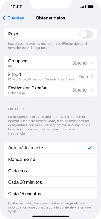 Si desactivas la función, pulsa el ajuste deseado.