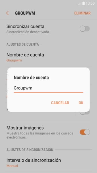 Introduce el nombre deseado de la cuenta de correo electrónico y pulsa OK.