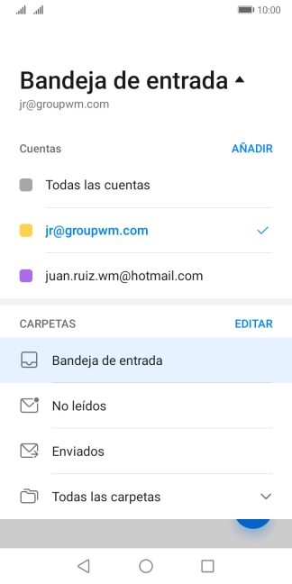 Pulsa la cuenta de correo electrónico deseada.