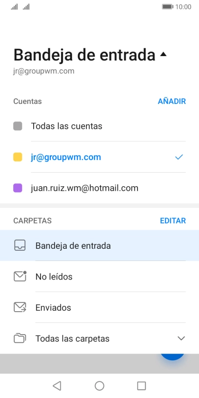 Pulsa la cuenta de correo electrónico deseada.