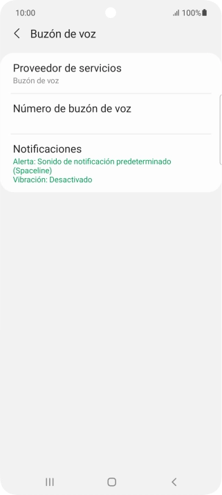 Pulsa Número de buzón de voz.