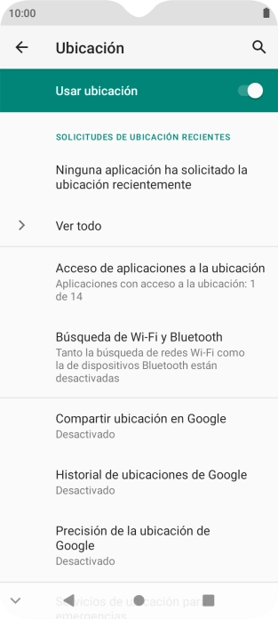 Pulsa Precisión de la ubicación de Google.