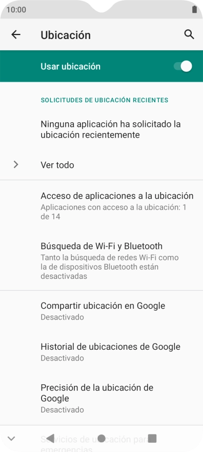 Pulsa Precisión de la ubicación de Google.