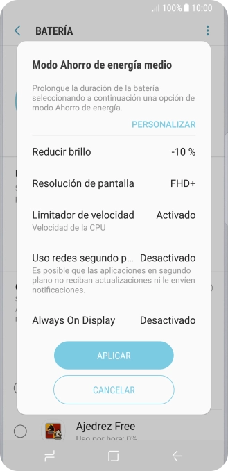 Pulsa APLICAR para activar la función.